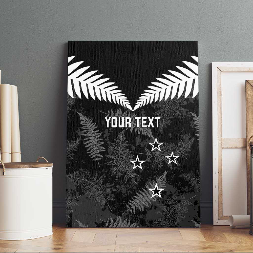 Custom New Zealand Silver Fern Football Canvas Wall Art Go Aotearoa Grunge Black - Vibe Hoodie