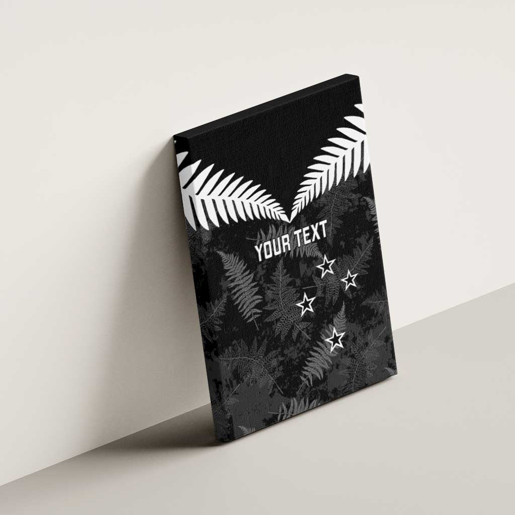 Custom New Zealand Silver Fern Football Canvas Wall Art Go Aotearoa Grunge Black - Vibe Hoodie