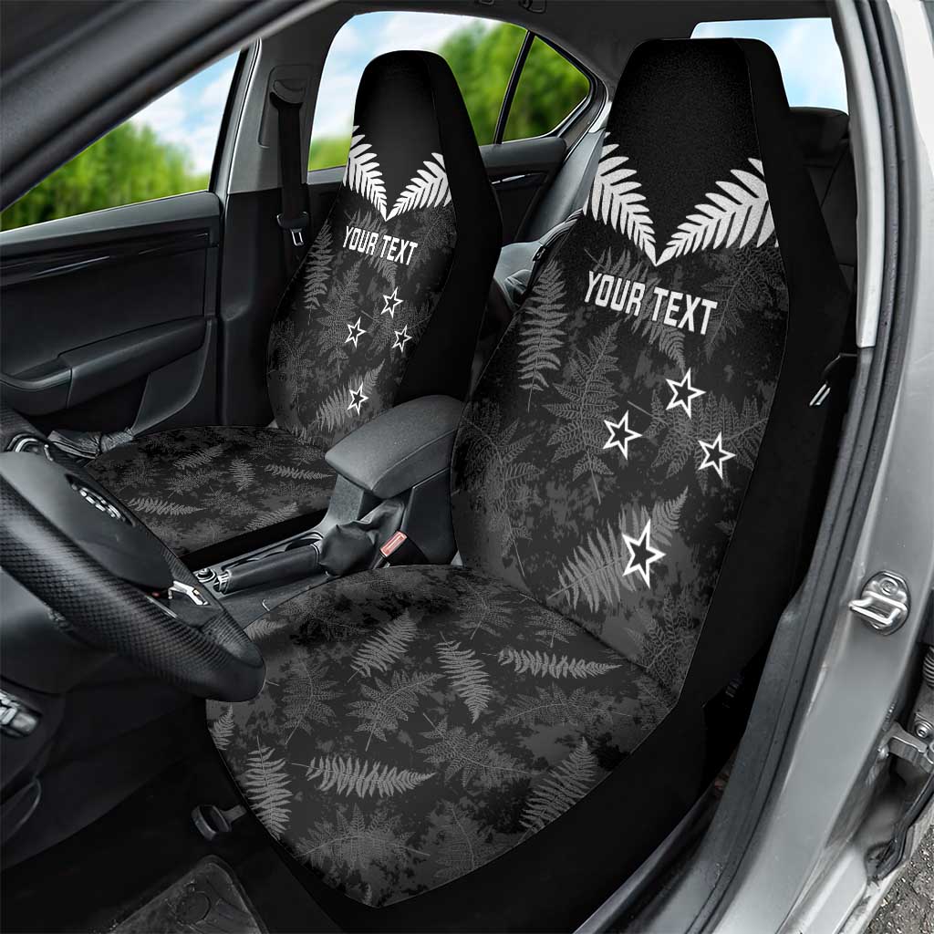 Custom New Zealand Silver Fern Football Car Seat Cover Go Aotearoa Grunge Black - Vibe Hoodie