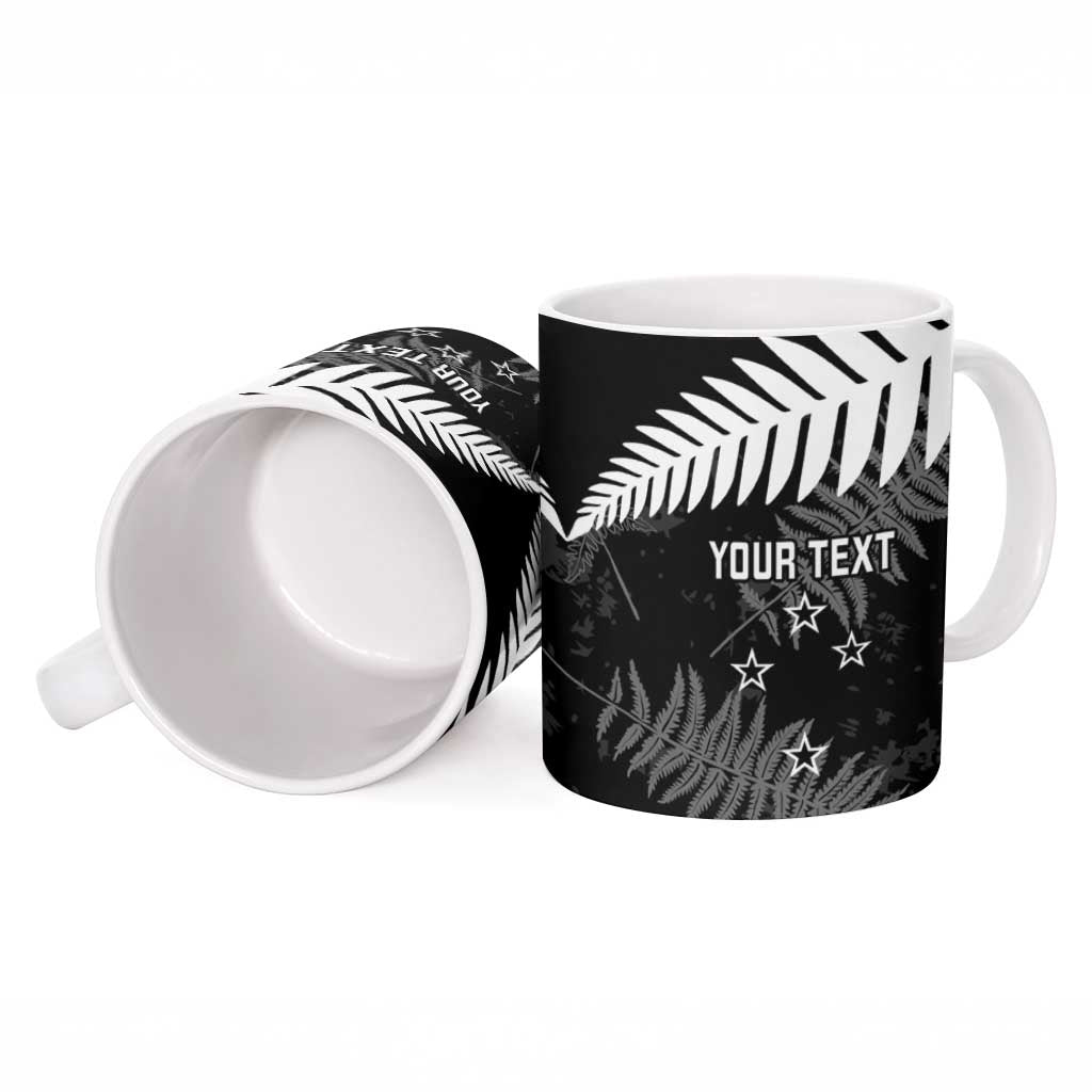Custom New Zealand Silver Fern Football Ceramic Mug Go Aotearoa Grunge Black - Vibe Hoodie