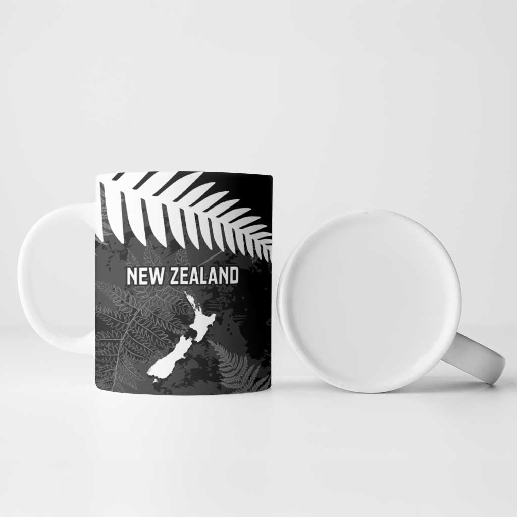 Custom New Zealand Silver Fern Football Ceramic Mug Go Aotearoa Grunge Black - Vibe Hoodie