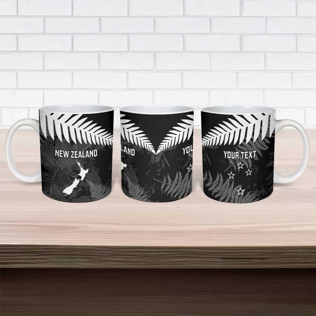 Custom New Zealand Silver Fern Football Ceramic Mug Go Aotearoa Grunge Black - Vibe Hoodie