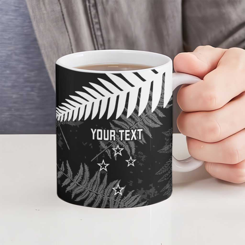 Custom New Zealand Silver Fern Football Ceramic Mug Go Aotearoa Grunge Black - Vibe Hoodie
