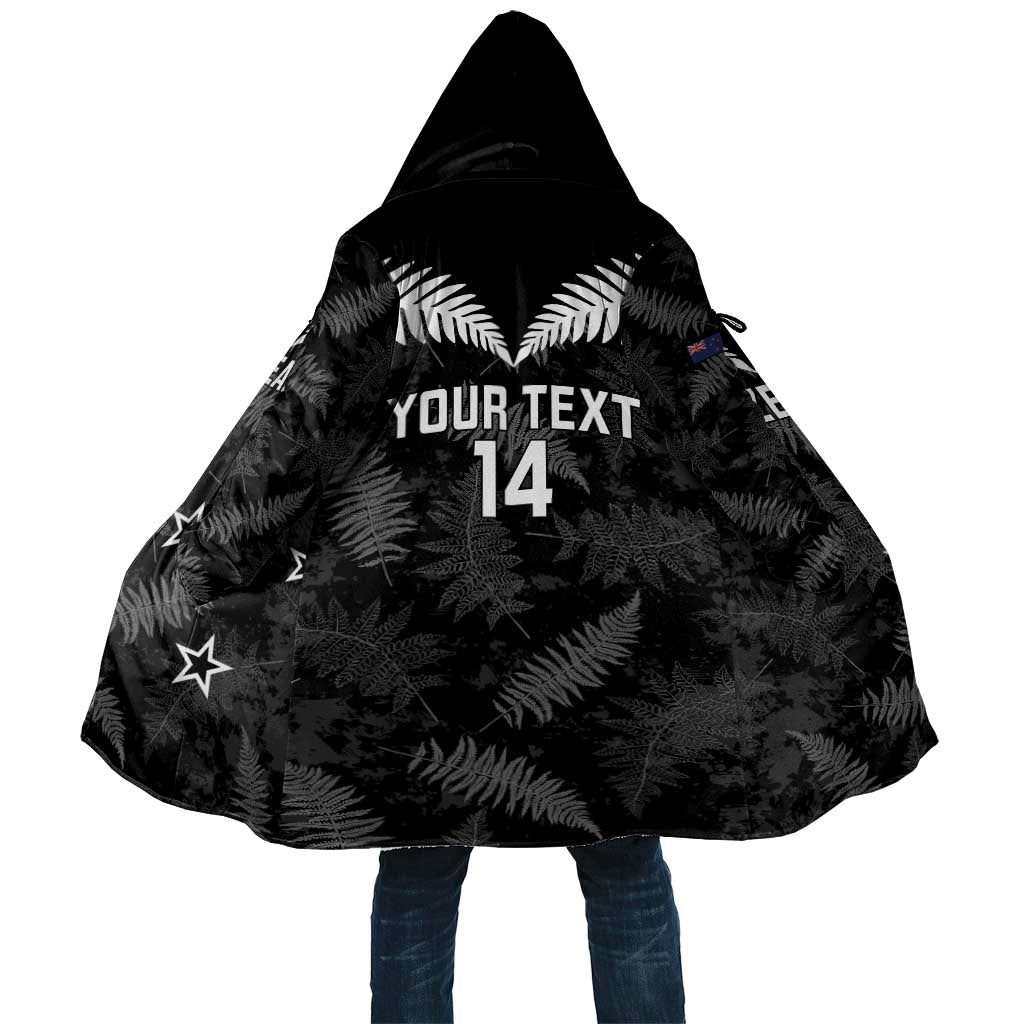 Custom New Zealand Silver Fern Football Cloak Go Aotearoa Grunge Black - Vibe Hoodie