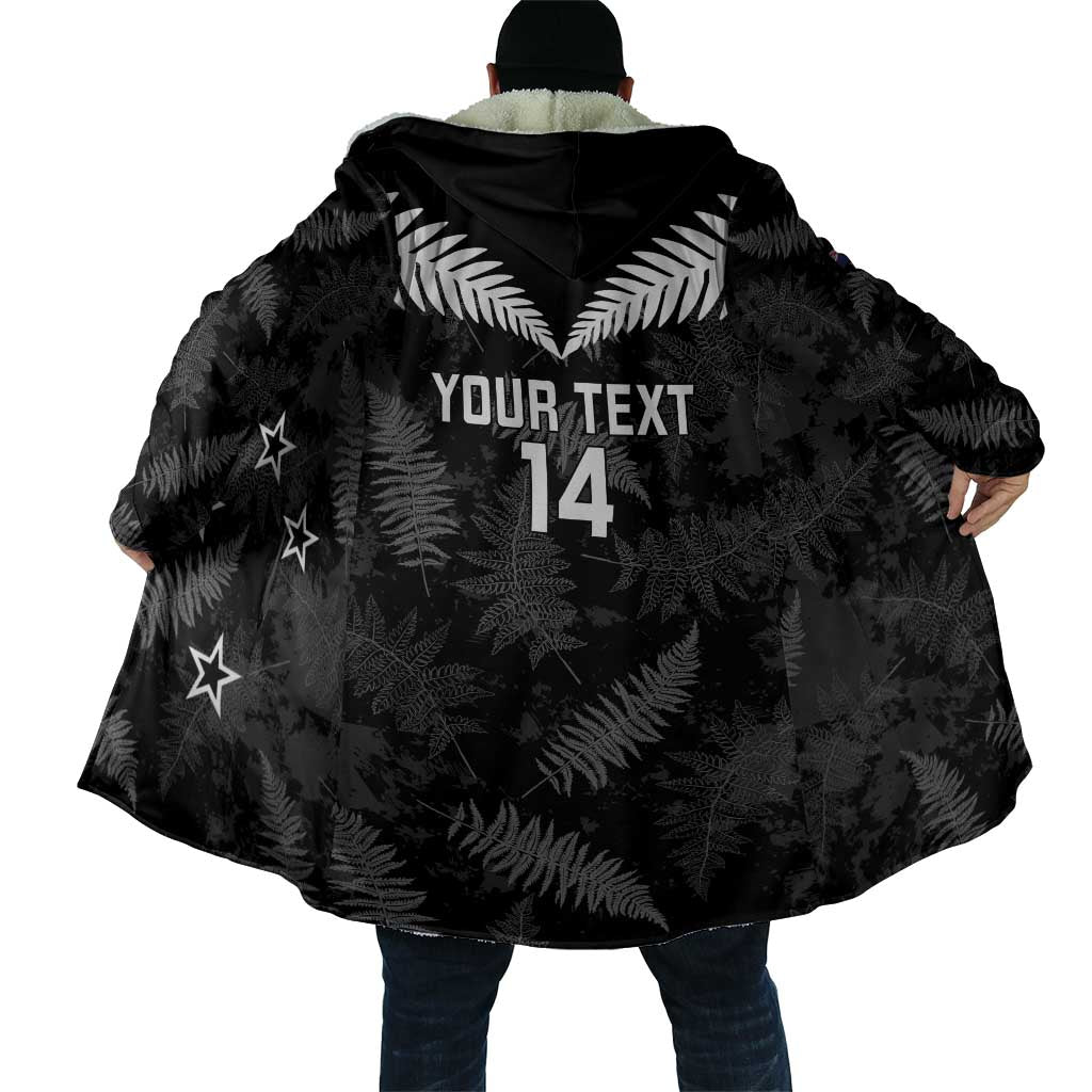 Custom New Zealand Silver Fern Football Cloak Go Aotearoa Grunge Black - Vibe Hoodie