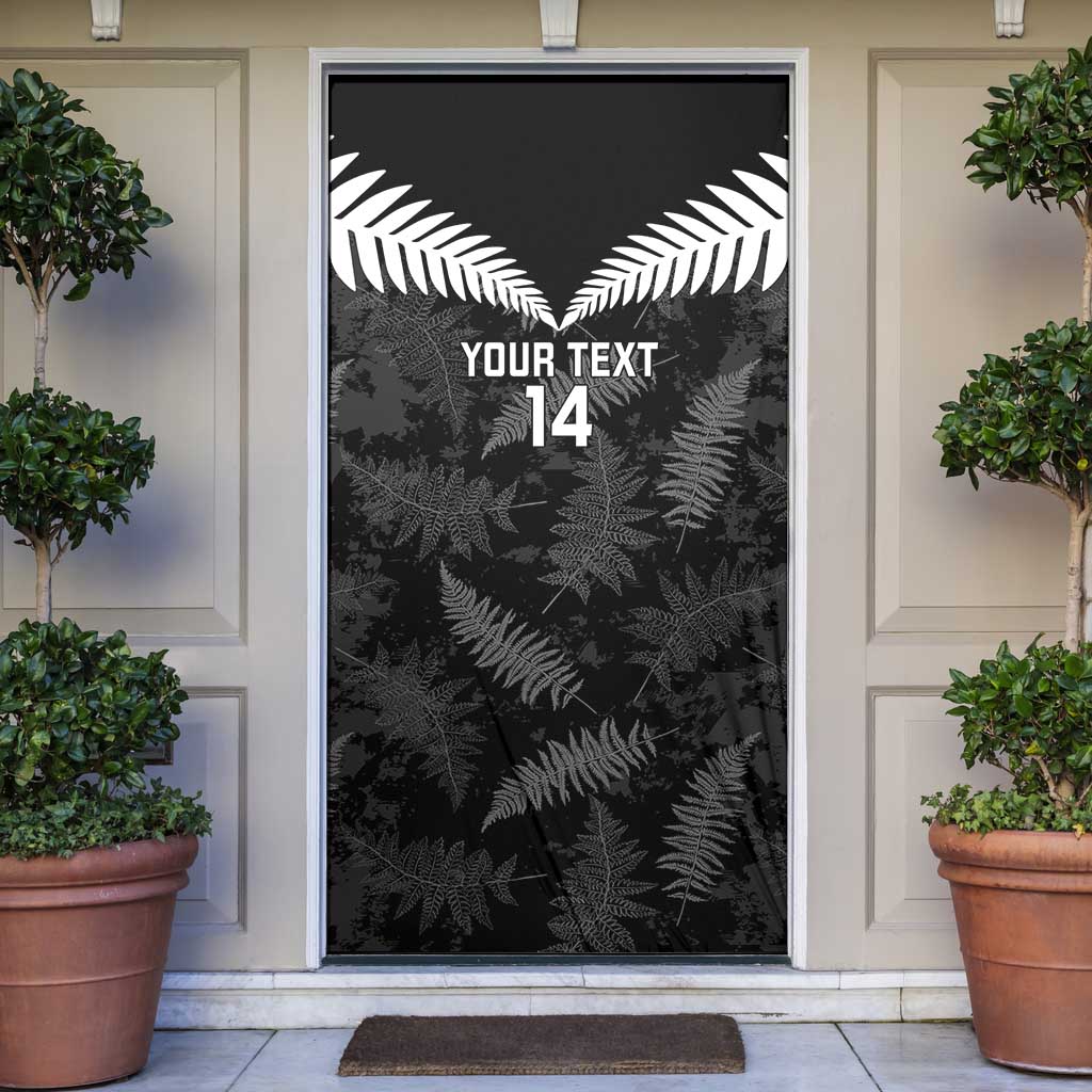 Custom New Zealand Silver Fern Football Door Cover Go Aotearoa Grunge Black - Vibe Hoodie