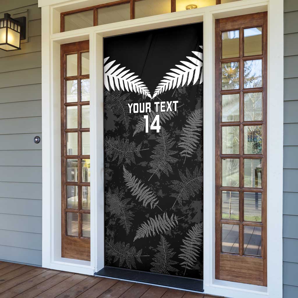 Custom New Zealand Silver Fern Football Door Cover Go Aotearoa Grunge Black - Vibe Hoodie