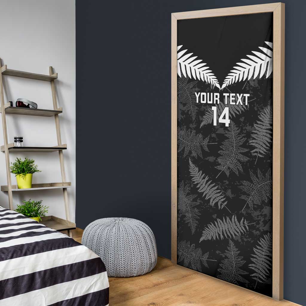 Custom New Zealand Silver Fern Football Door Cover Go Aotearoa Grunge Black - Vibe Hoodie