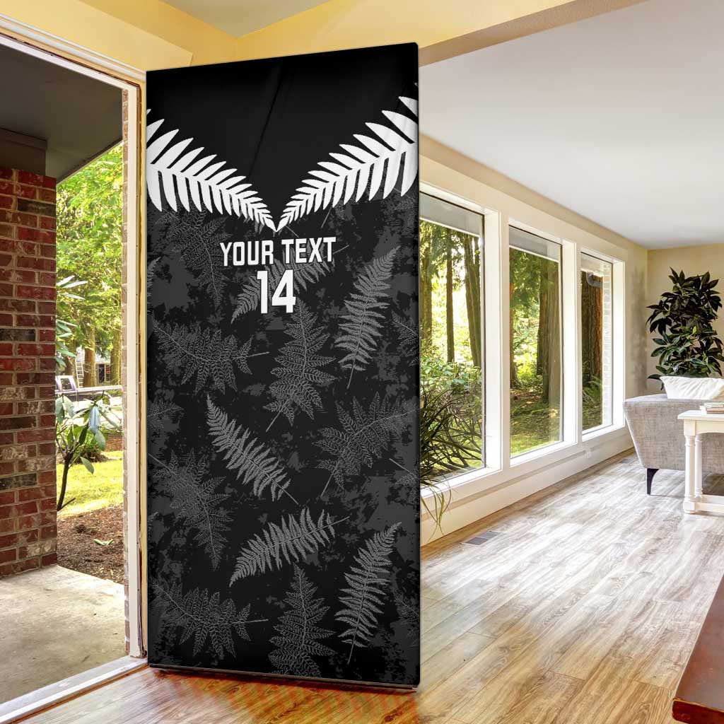 Custom New Zealand Silver Fern Football Door Cover Go Aotearoa Grunge Black - Vibe Hoodie