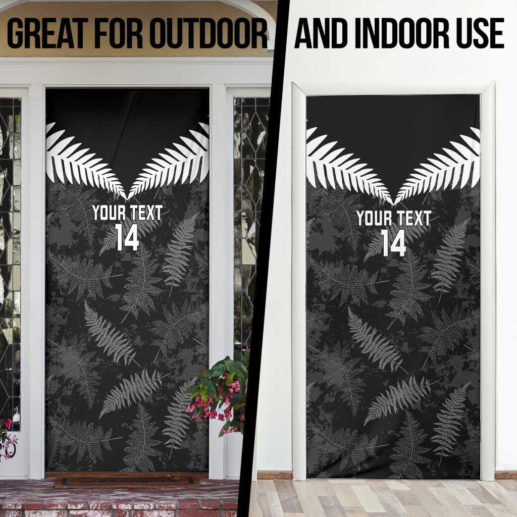 Custom New Zealand Silver Fern Football Door Cover Go Aotearoa Grunge Black - Vibe Hoodie