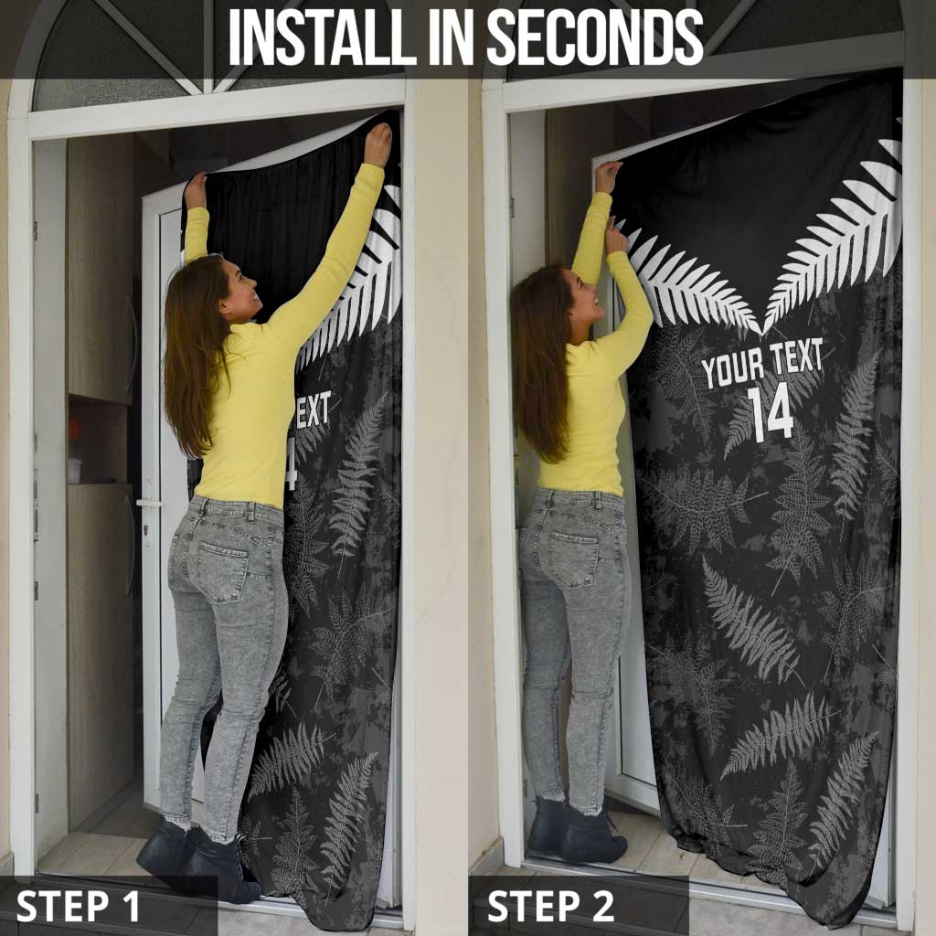 Custom New Zealand Silver Fern Football Door Cover Go Aotearoa Grunge Black - Vibe Hoodie
