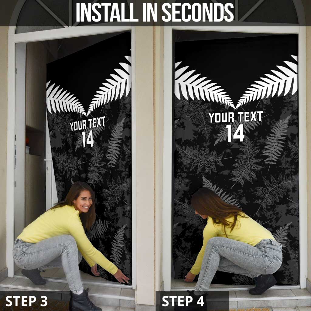 Custom New Zealand Silver Fern Football Door Cover Go Aotearoa Grunge Black - Vibe Hoodie