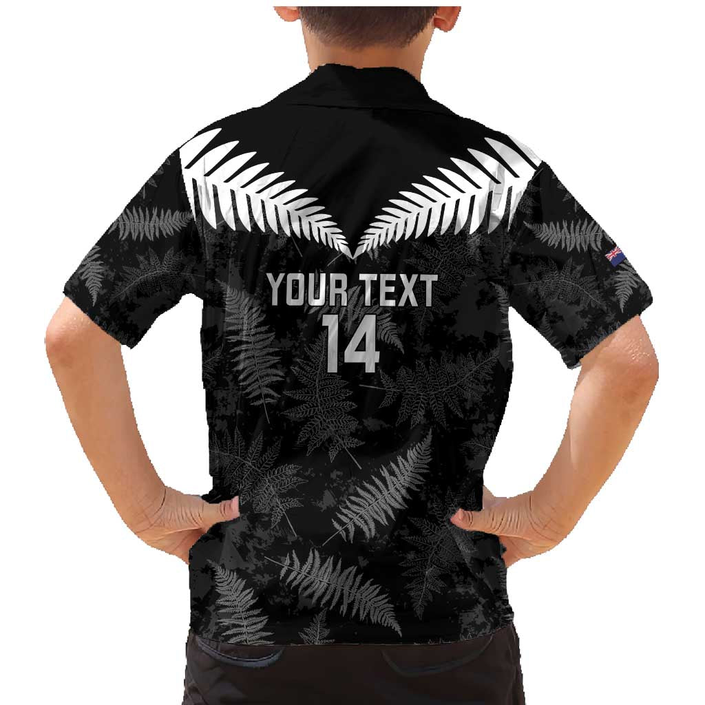 Custom New Zealand Silver Fern Football Family Matching Mermaid Dress and Hawaiian Shirt Go Aotearoa Grunge Black - Vibe Hoodie