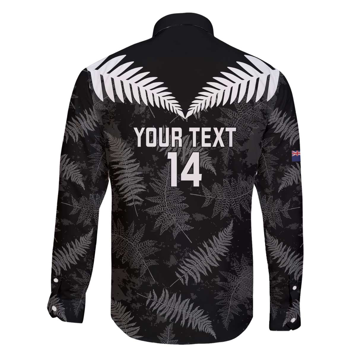 Custom New Zealand Silver Fern Football Family Matching Off The Shoulder Long Sleeve Dress and Hawaiian Shirt Go Aotearoa Grunge Black - Vibe Hoodie