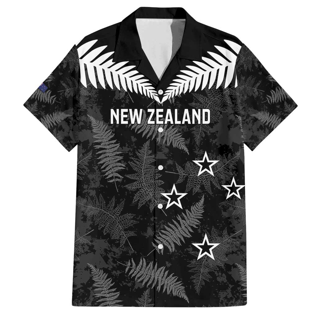 Custom New Zealand Silver Fern Football Family Matching Off Shoulder Maxi Dress and Hawaiian Shirt Go Aotearoa Grunge Black - Vibe Hoodie