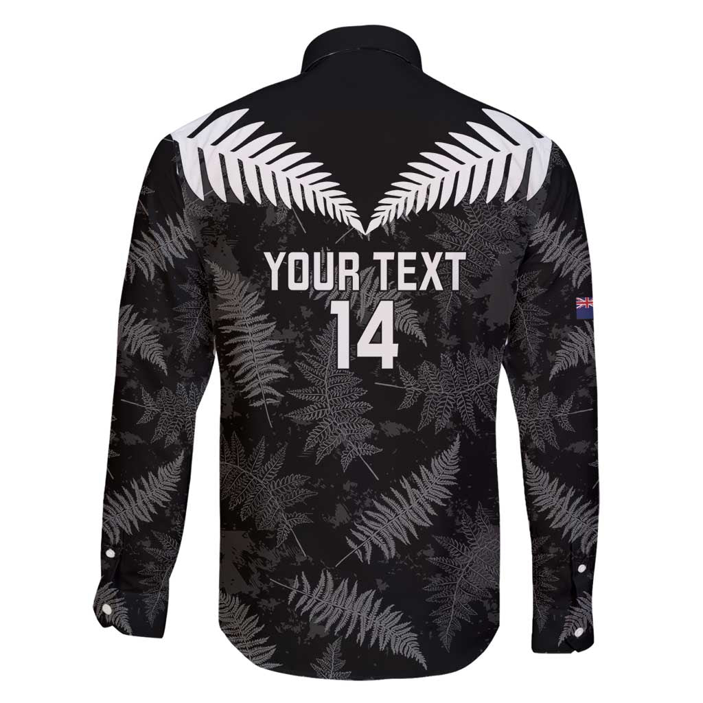 Custom New Zealand Silver Fern Football Family Matching Off Shoulder Maxi Dress and Hawaiian Shirt Go Aotearoa Grunge Black - Vibe Hoodie