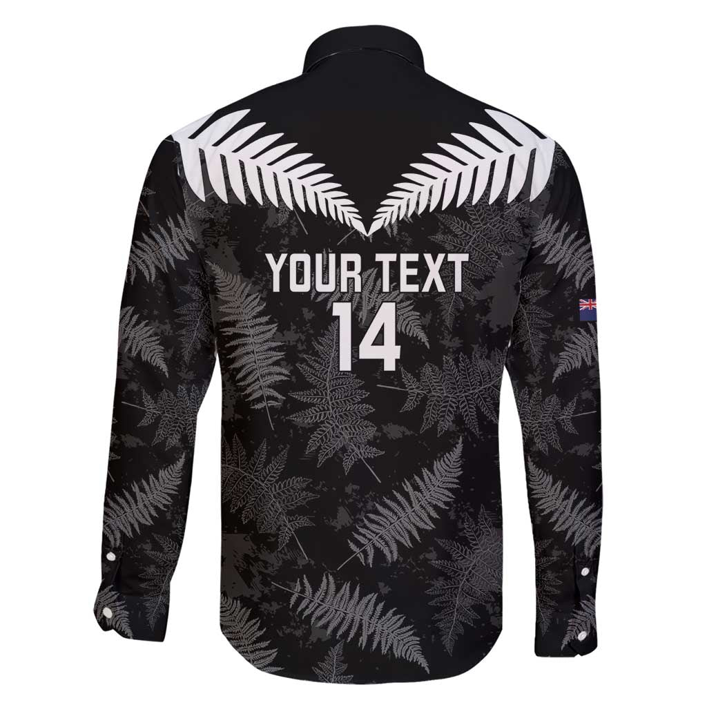 Custom New Zealand Silver Fern Football Family Matching Short Sleeve Bodycon Dress and Hawaiian Shirt Go Aotearoa Grunge Black - Vibe Hoodie