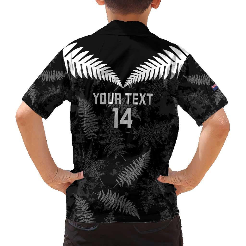 Custom New Zealand Silver Fern Football Family Matching Summer Maxi Dress and Hawaiian Shirt Go Aotearoa Grunge Black - Vibe Hoodie