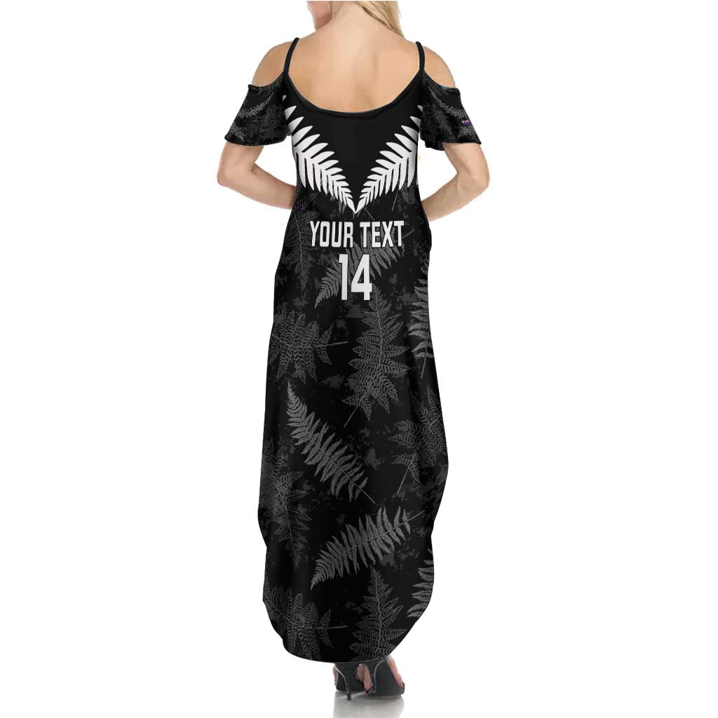 Custom New Zealand Silver Fern Football Family Matching Summer Maxi Dress and Hawaiian Shirt Go Aotearoa Grunge Black - Vibe Hoodie