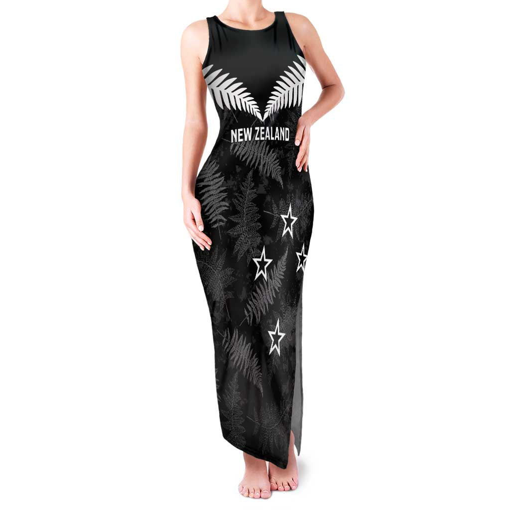Custom New Zealand Silver Fern Football Family Matching Tank Maxi Dress and Hawaiian Shirt Go Aotearoa Grunge Black - Vibe Hoodie