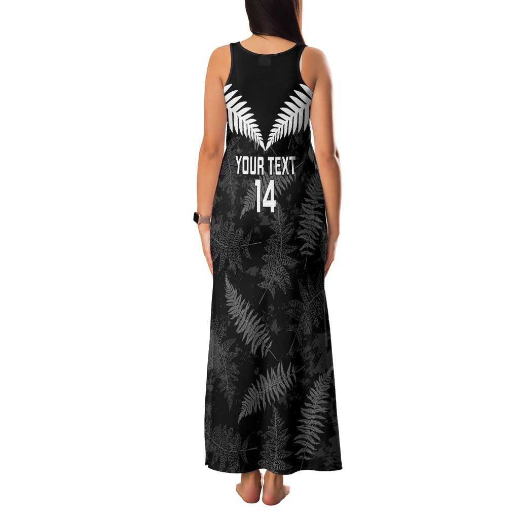 Custom New Zealand Silver Fern Football Family Matching Tank Maxi Dress and Hawaiian Shirt Go Aotearoa Grunge Black - Vibe Hoodie