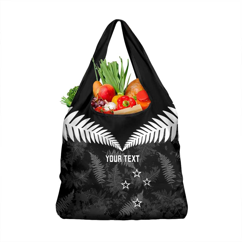 Custom New Zealand Silver Fern Football Grocery Bag Go Aotearoa Grunge Black - Vibe Hoodie