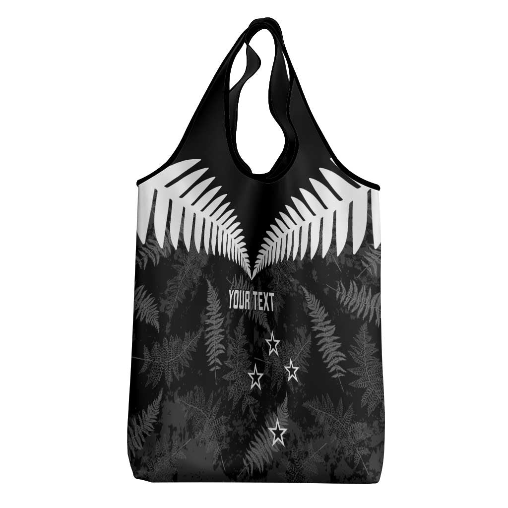Custom New Zealand Silver Fern Football Grocery Bag Go Aotearoa Grunge Black - Vibe Hoodie