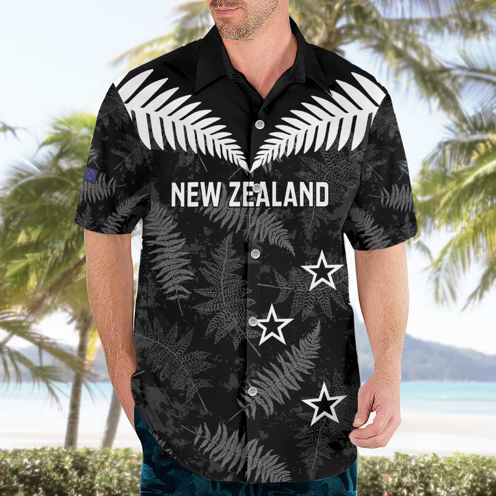 Custom New Zealand Silver Fern Football Hawaiian Shirt Go Aotearoa Grunge Black - Vibe Hoodie