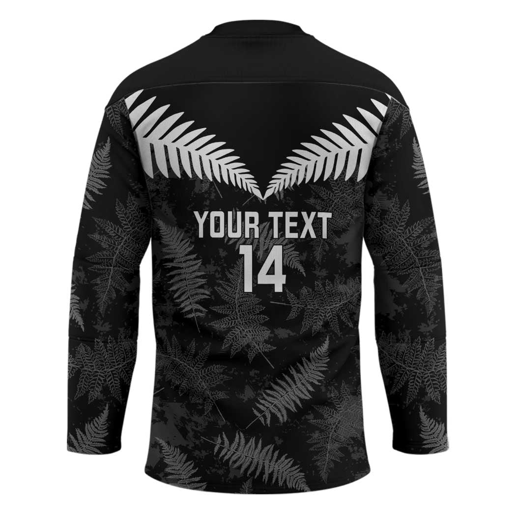 Custom New Zealand Silver Fern Football Hockey Jersey Go Aotearoa Grunge Black - Vibe Hoodie