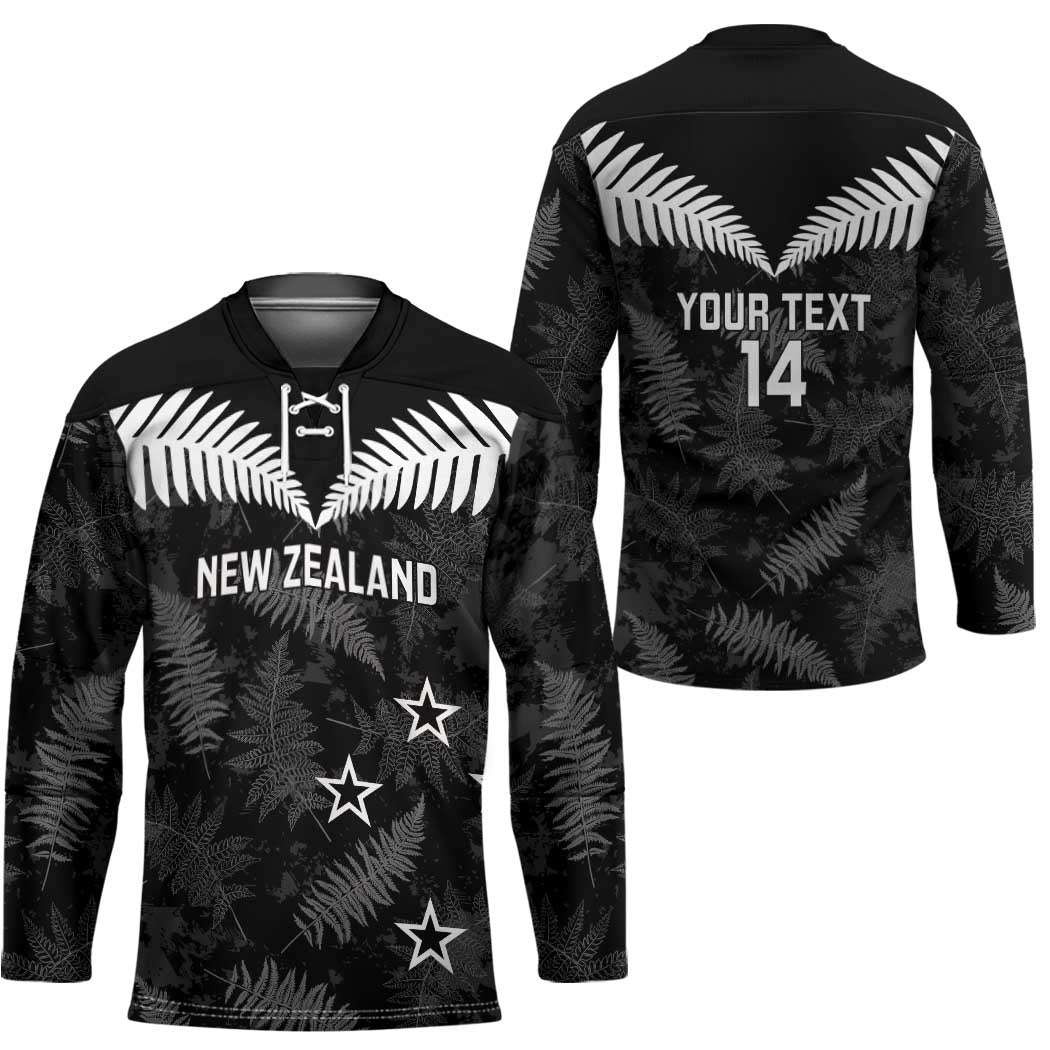 Custom New Zealand Silver Fern Football Hockey Jersey Go Aotearoa Grunge Black - Vibe Hoodie