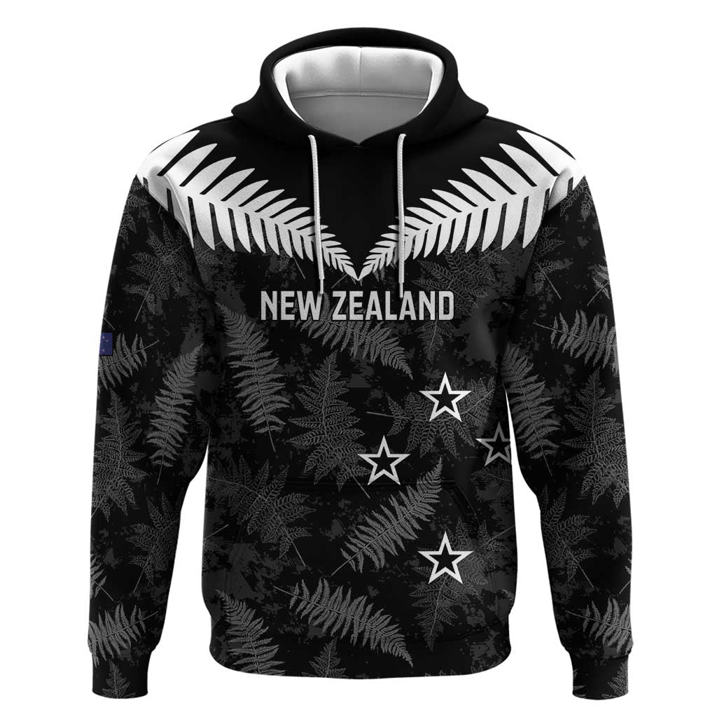 Custom New Zealand Silver Fern Football Hoodie Go Aotearoa Grunge Black - Vibe Hoodie