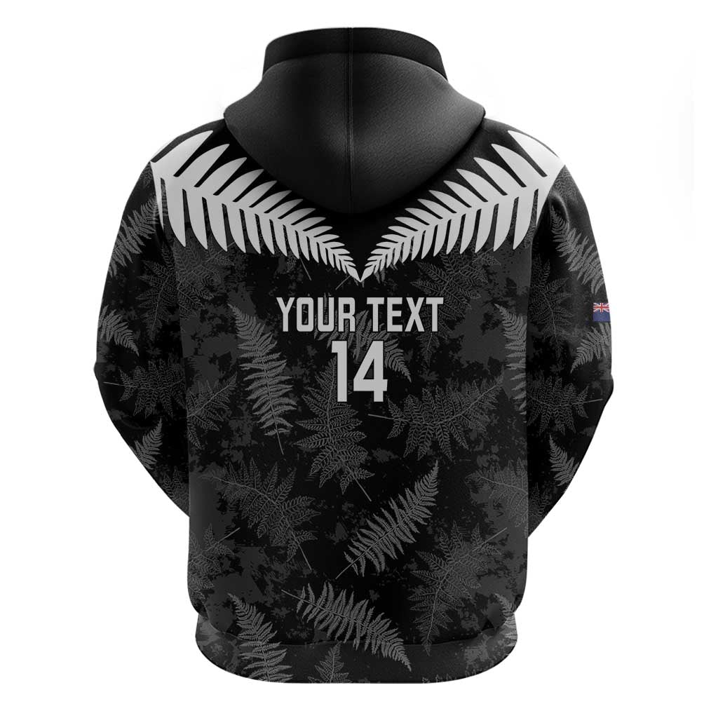 Custom New Zealand Silver Fern Football Hoodie Go Aotearoa Grunge Black - Vibe Hoodie