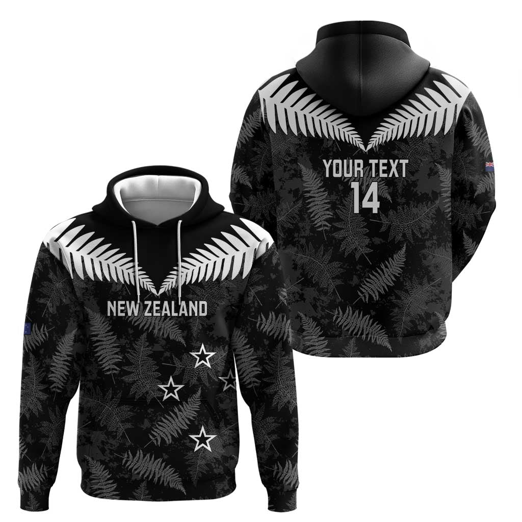 Custom New Zealand Silver Fern Football Hoodie Go Aotearoa Grunge Black - Vibe Hoodie