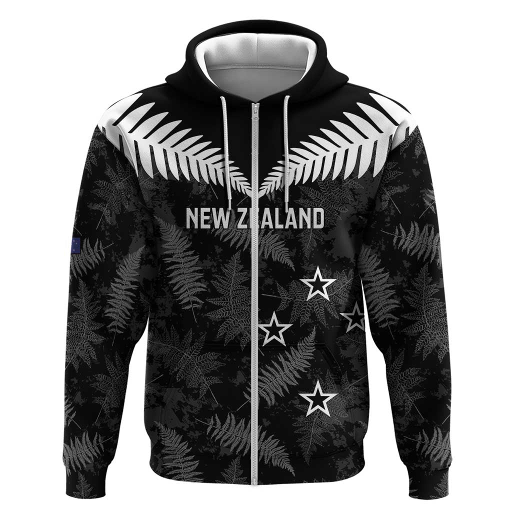Custom New Zealand Silver Fern Football Hoodie Go Aotearoa Grunge Black - Vibe Hoodie