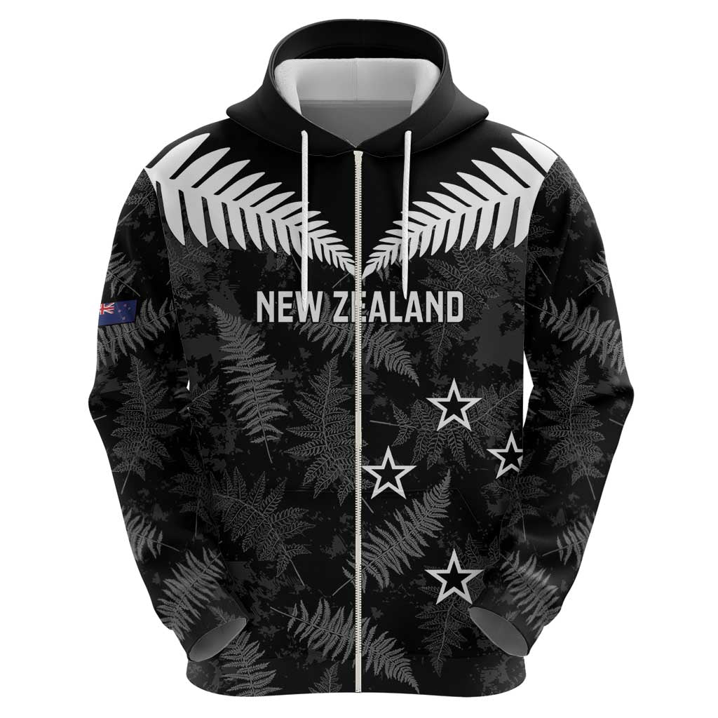 Custom New Zealand Silver Fern Football Hoodie Go Aotearoa Grunge Black - Vibe Hoodie