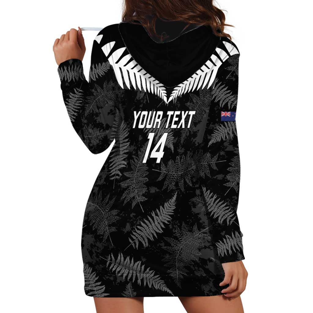 Custom New Zealand Silver Fern Football Hoodie Dress Go Aotearoa Grunge Black - Vibe Hoodie