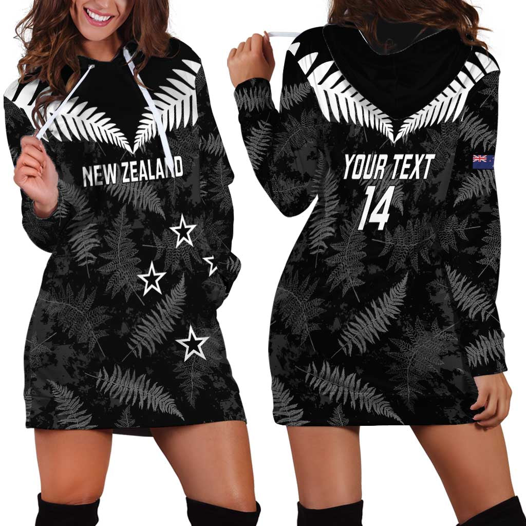 Custom New Zealand Silver Fern Football Hoodie Dress Go Aotearoa Grunge Black - Vibe Hoodie