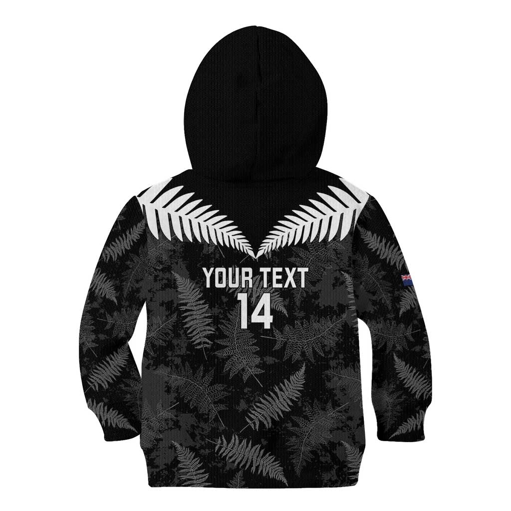 Custom New Zealand Silver Fern Football Kid Hoodie Go Aotearoa Grunge Black - Vibe Hoodie