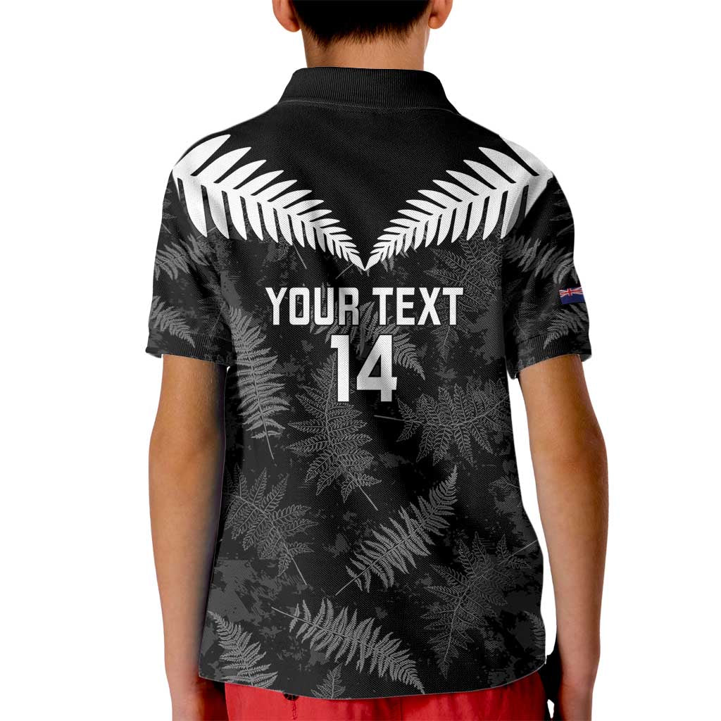 Custom New Zealand Silver Fern Football Kid Polo Shirt Go Aotearoa Grunge Black - Vibe Hoodie