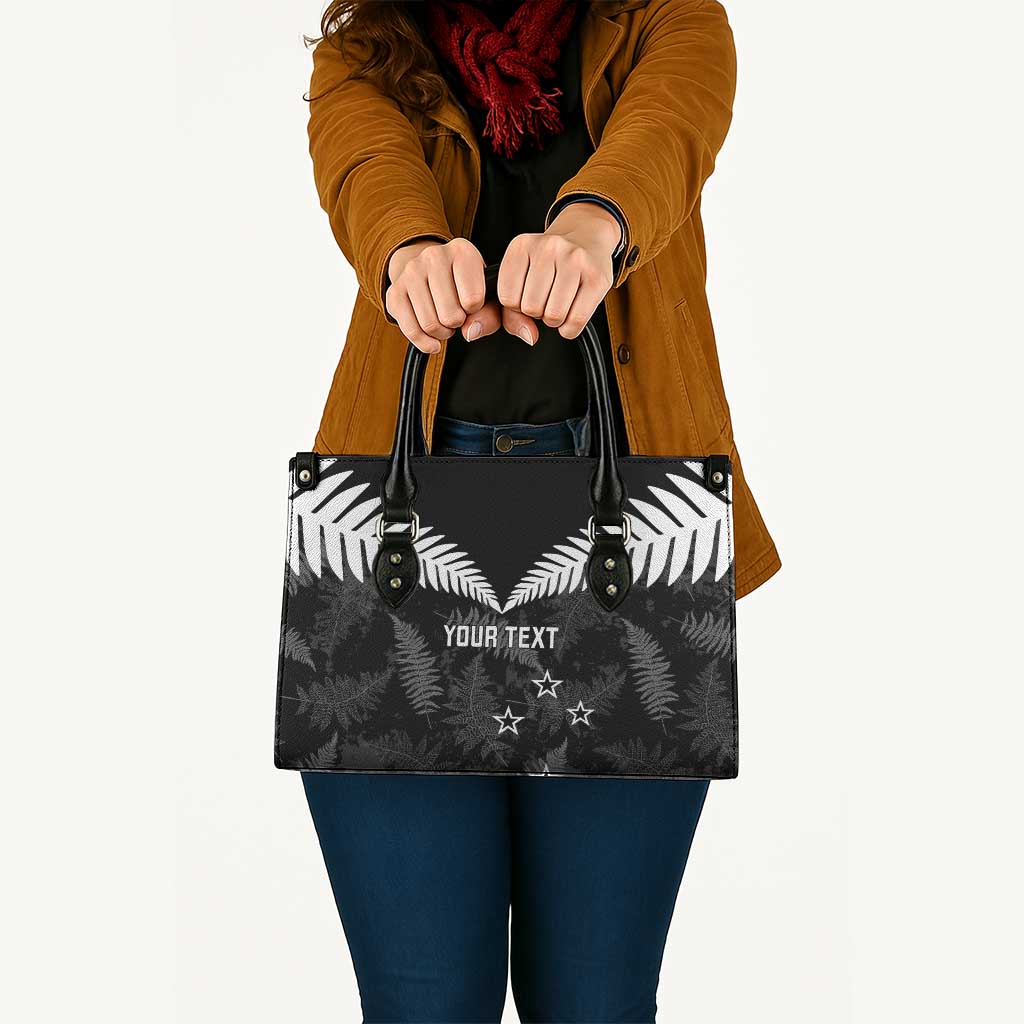 Custom New Zealand Silver Fern Football Leather Bag Go Aotearoa Grunge Black - Vibe Hoodie
