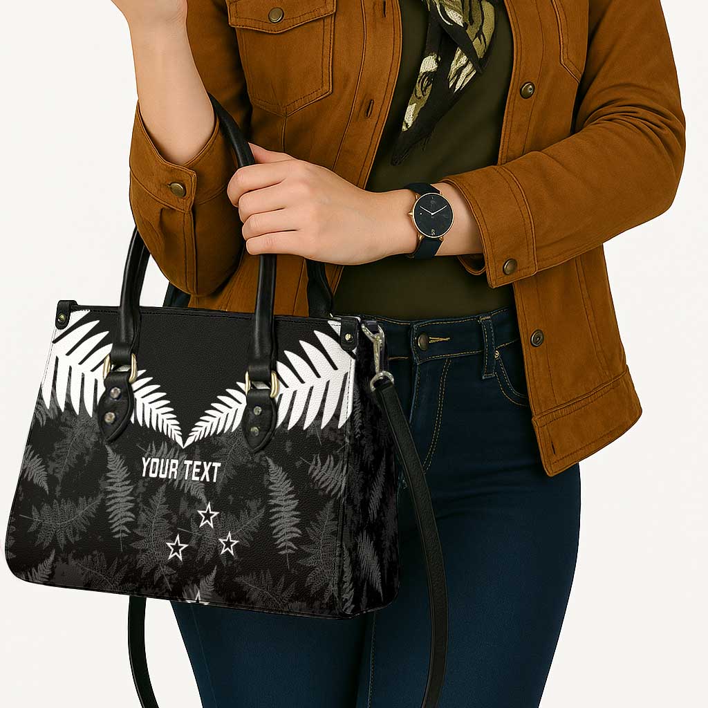 Custom New Zealand Silver Fern Football Leather Bag Go Aotearoa Grunge Black - Vibe Hoodie
