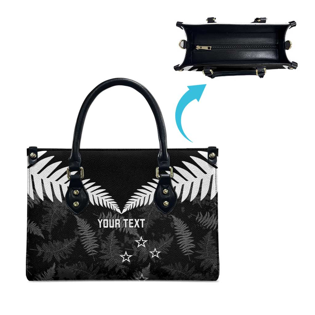 Custom New Zealand Silver Fern Football Leather Bag Go Aotearoa Grunge Black - Vibe Hoodie