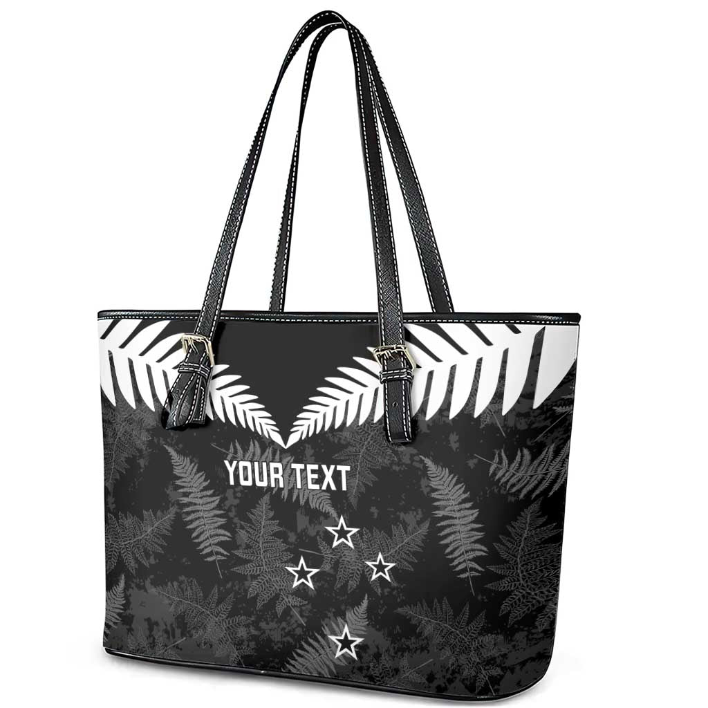 Custom New Zealand Silver Fern Football Leather Tote Bag Go Aotearoa Grunge Black - Vibe Hoodie