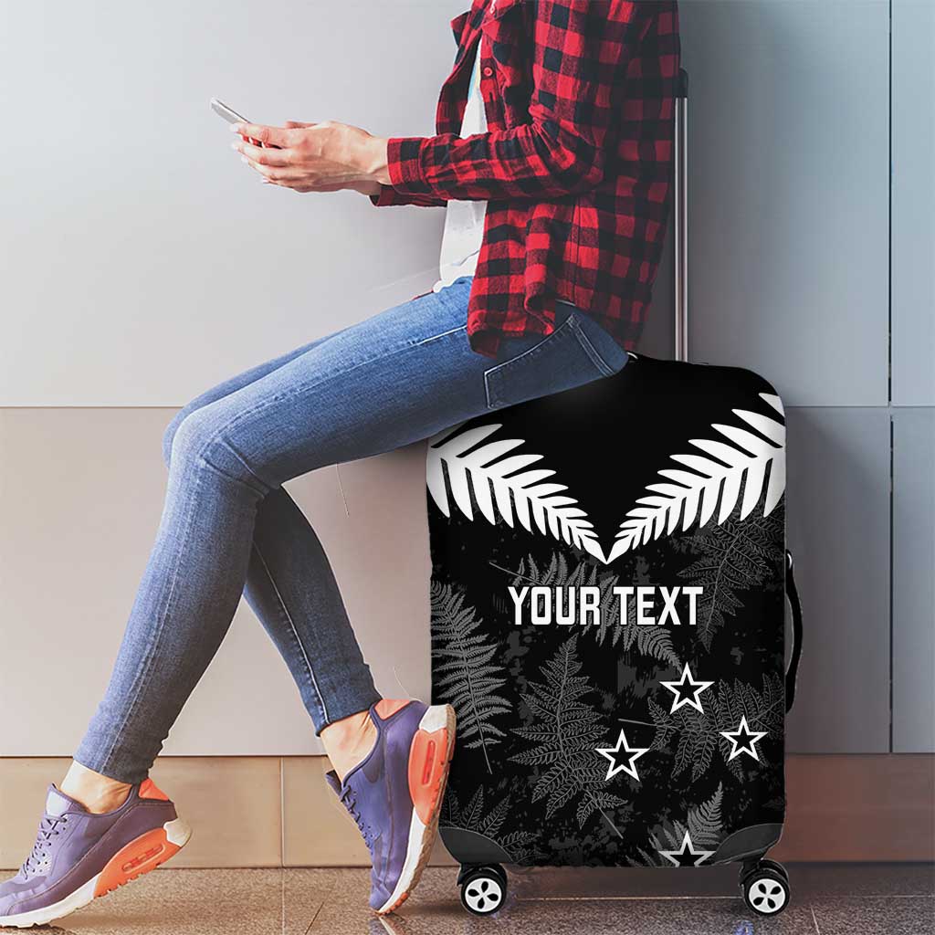 Custom New Zealand Silver Fern Football Luggage Cover Go Aotearoa Grunge Black - Vibe Hoodie