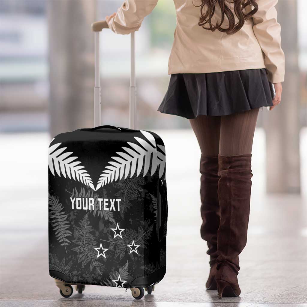 Custom New Zealand Silver Fern Football Luggage Cover Go Aotearoa Grunge Black - Vibe Hoodie