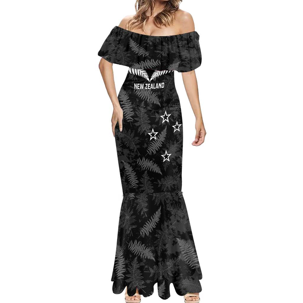 Custom New Zealand Silver Fern Football Mermaid Dress Go Aotearoa Grunge Black - Vibe Hoodie
