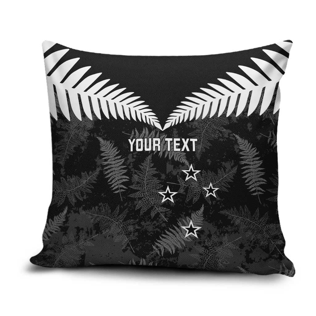 Custom New Zealand Silver Fern Football Pillow Cover Go Aotearoa Grunge Black - Vibe Hoodie