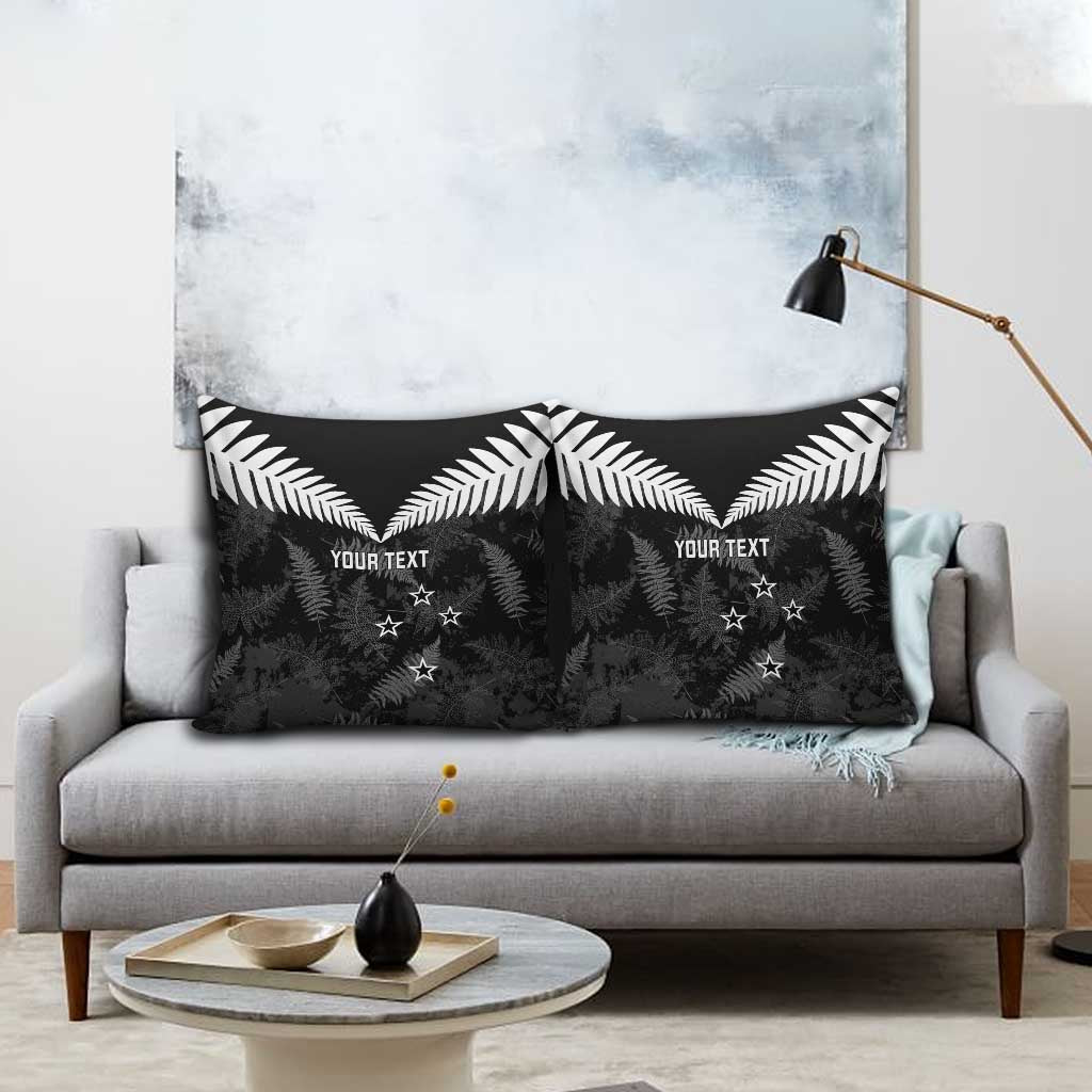 Custom New Zealand Silver Fern Football Pillow Cover Go Aotearoa Grunge Black - Vibe Hoodie