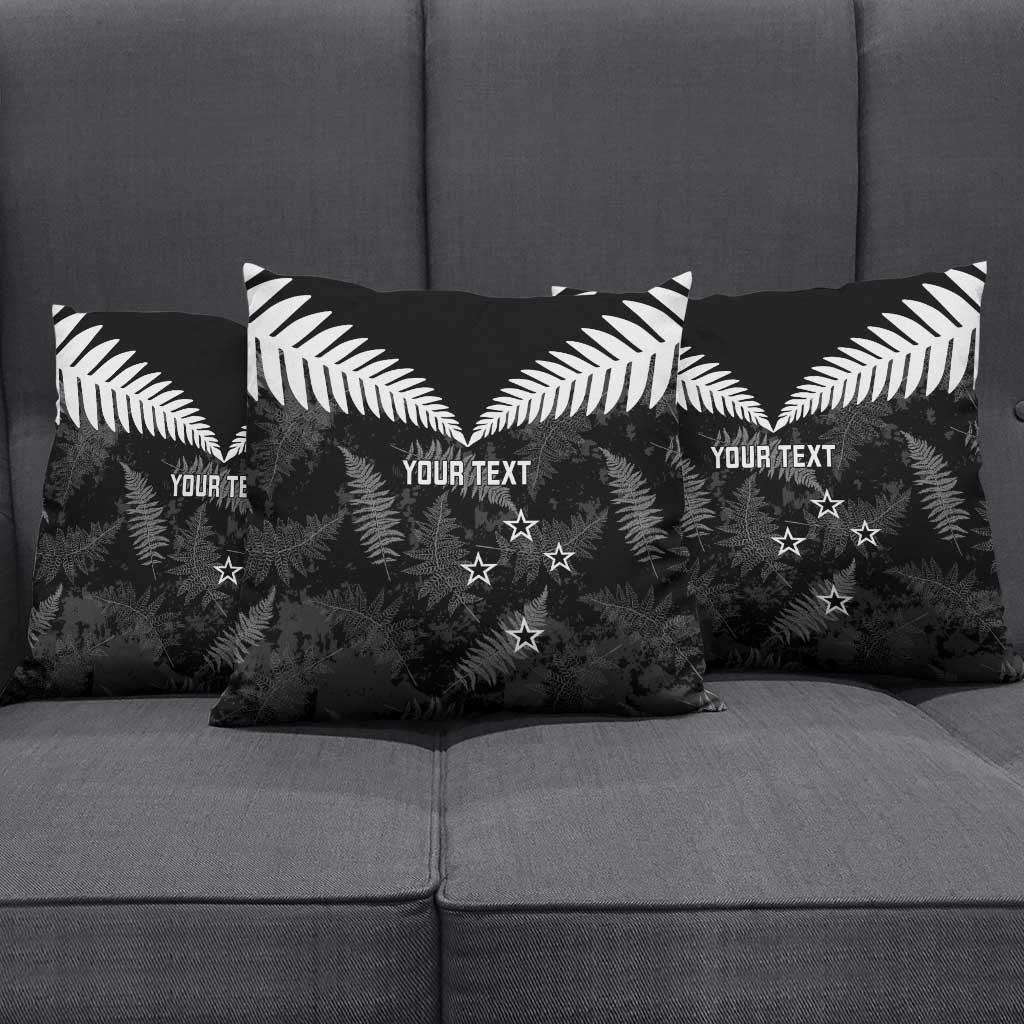 Custom New Zealand Silver Fern Football Pillow Cover Go Aotearoa Grunge Black - Vibe Hoodie