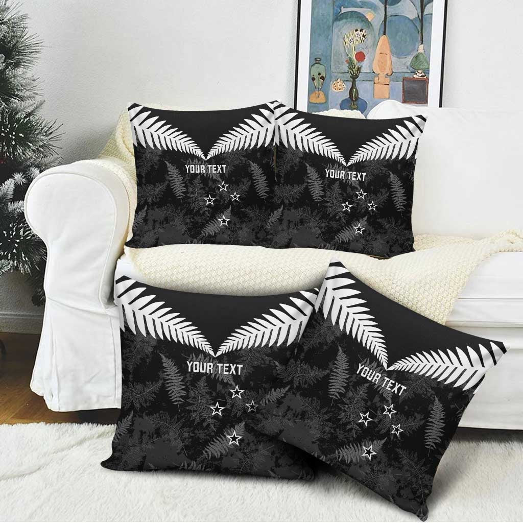 Custom New Zealand Silver Fern Football Pillow Cover Go Aotearoa Grunge Black - Vibe Hoodie